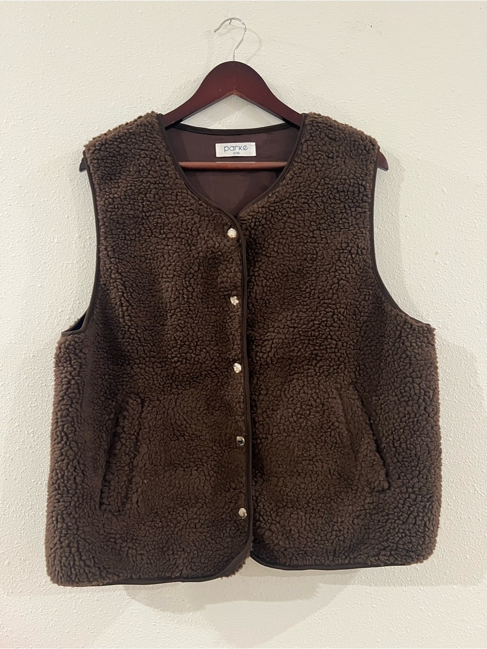 Parke Chocolate Brown Sherpa Button-Front Vest